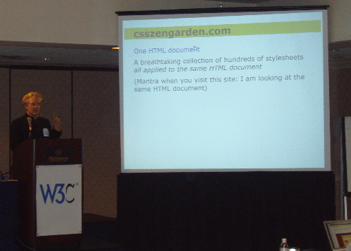 Stephen
Pemberton lecturing at WWW2004